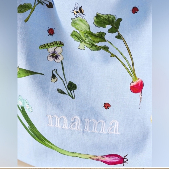 New Anthro Mama Faye Dish Towel Blue Garden Motif 28"x21" Sealed - Picture 2 of 6